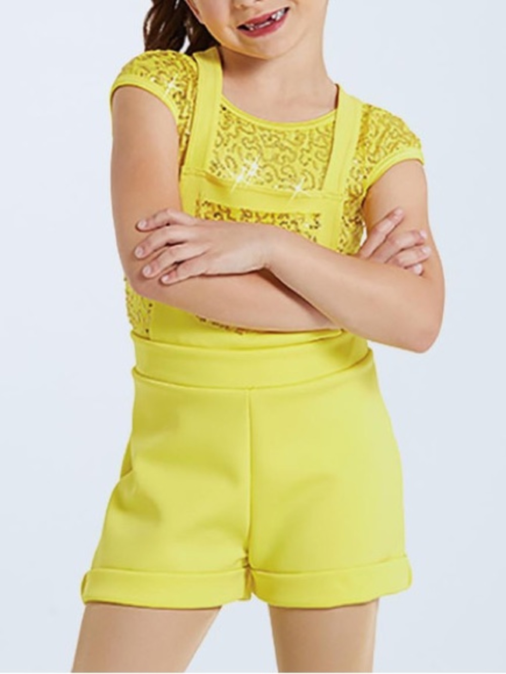 3/$50 Weissman Yellow Sparkle Overalls Dance Costume